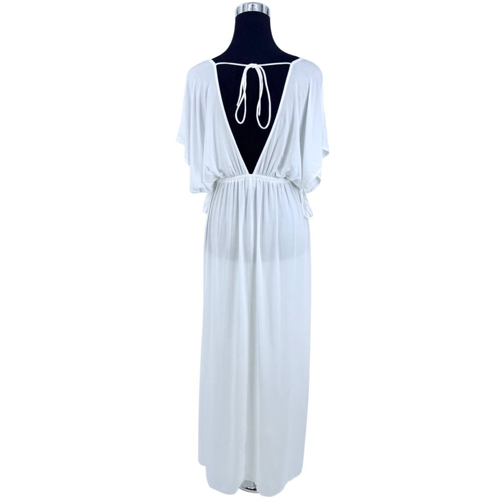 ASOS Maternity White V-Neck Maxi Dress Butterfly Sleeve Empire Waist Boho - Picture 11 of 16